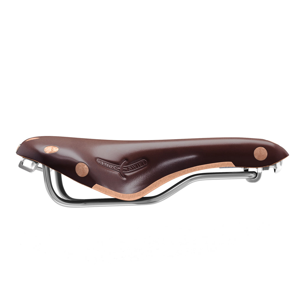 Brooks Swift Ledersattel in braun mit verchromtem Rahmengestell