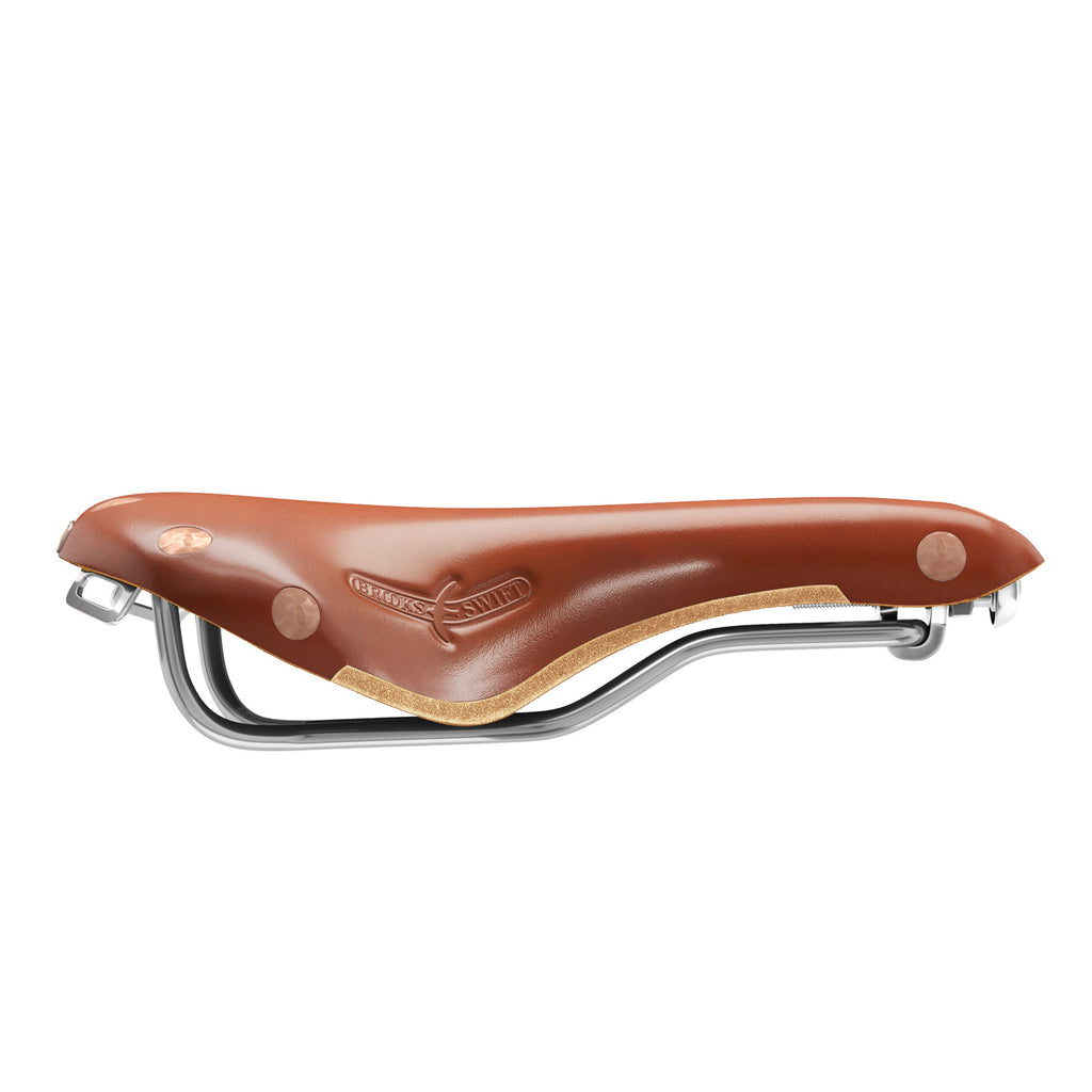 Brooks Swift Ledersattel in honey mit verchromtem Rahmengestell